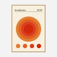 Bauhaus Amber Sun — front view in a natural wood frame