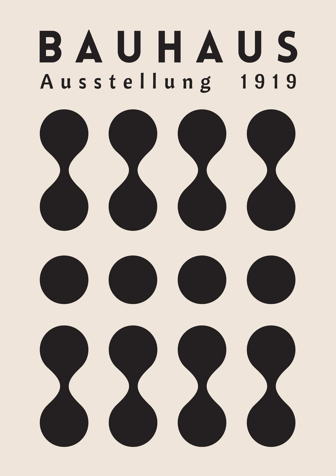 Bauhaus Black Hourglass Rhythm — borderless A-series artwork