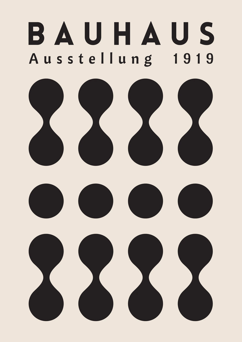 Bauhaus Black Hourglass Rhythm — borderless A-series artwork