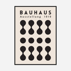 Bauhaus Black Hourglass Rhythm — front view in a black frame
