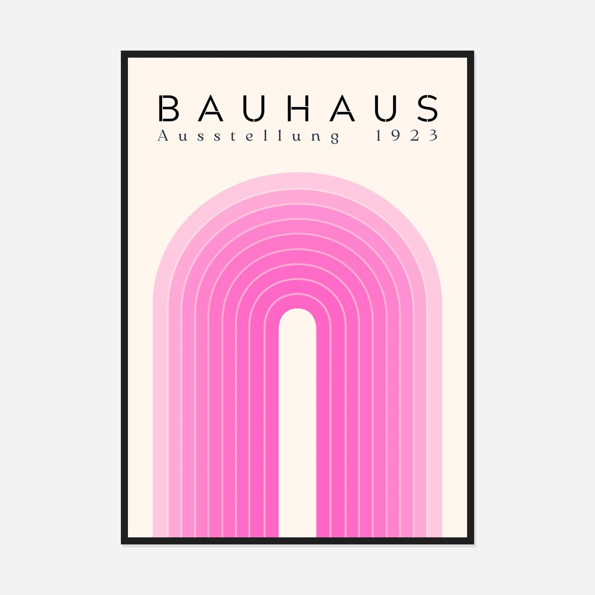 Bauhaus Pink Arch — front view in a black frame