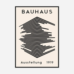 Bauhaus Stacked Lines — front view in a black frame