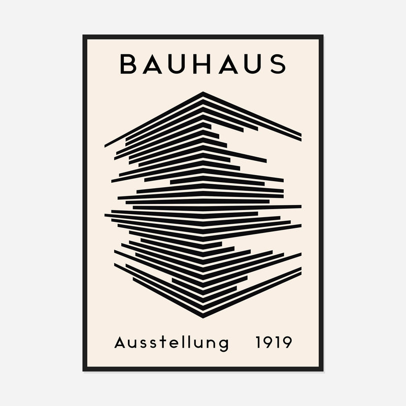 Bauhaus Stacked Lines — front view in a black frame