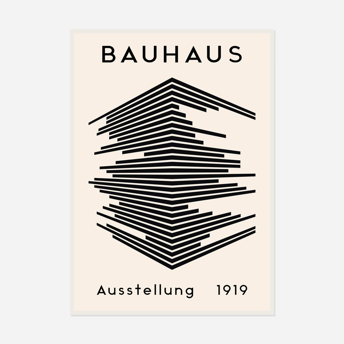 Bauhaus Stacked Lines — front view in a white frame