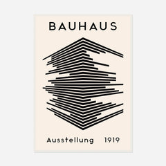 Bauhaus Stacked Lines — front view in a white frame