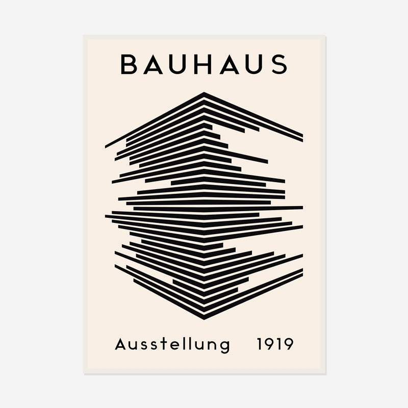 Bauhaus Stacked Lines — front view in a white frame