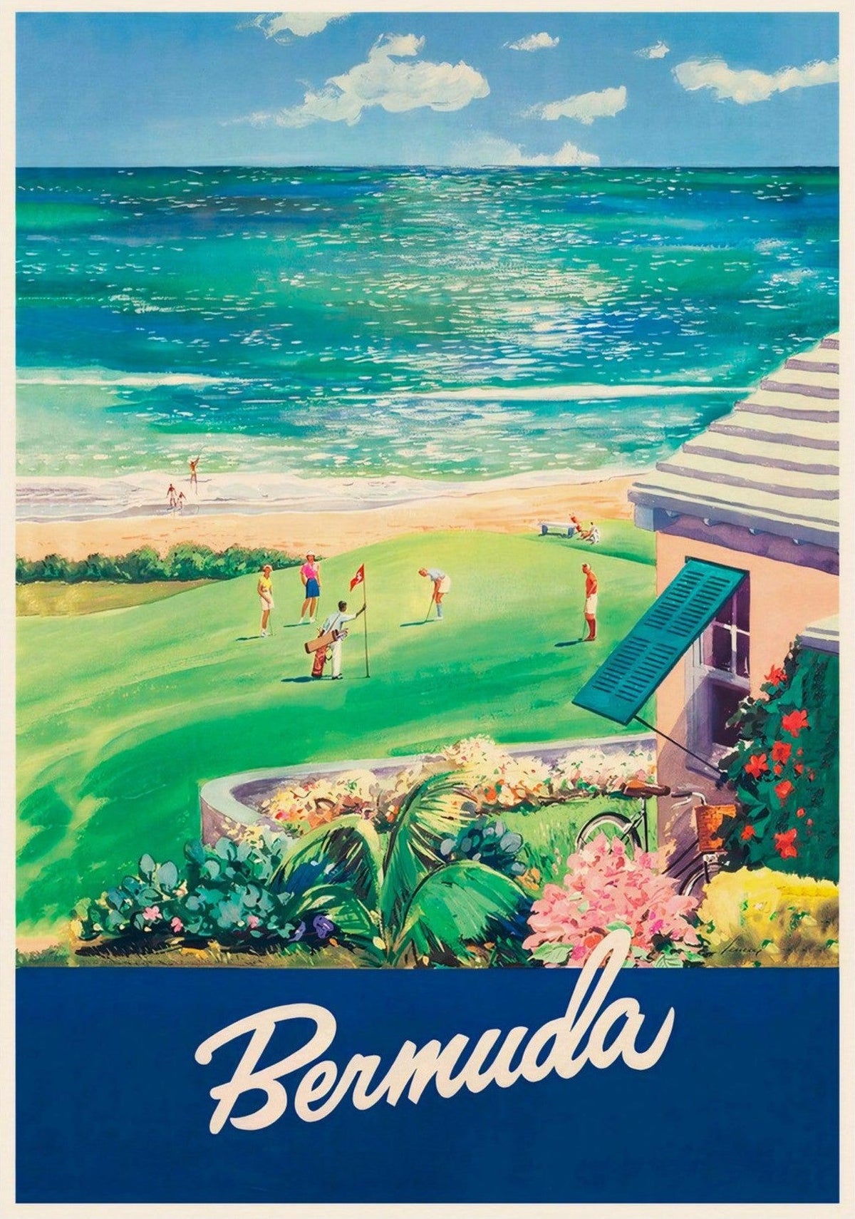 Bermuda Vintage Travel Poster — poster only, complete unframed artwork