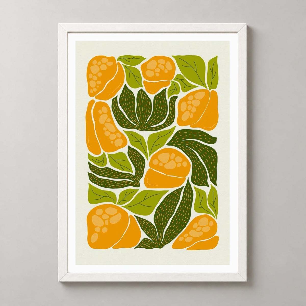 Yellow Bell Pepper Print  | Abstract Fruit Collection | Kitchen wall art — realistic white frame studio view