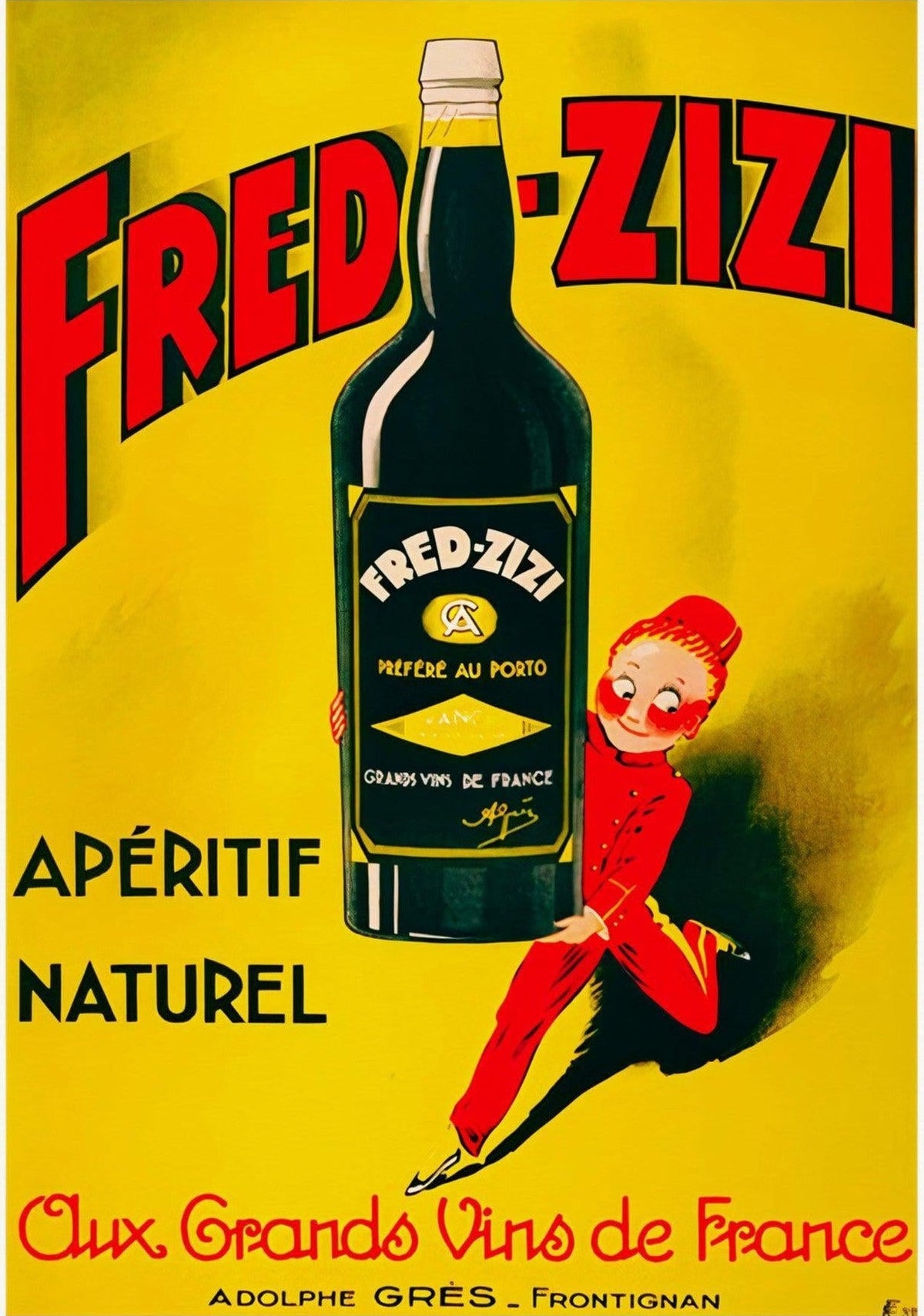 Fred Zizi Apertif Vintage Advertising Poster (1932) — poster only, complete unframed artwork