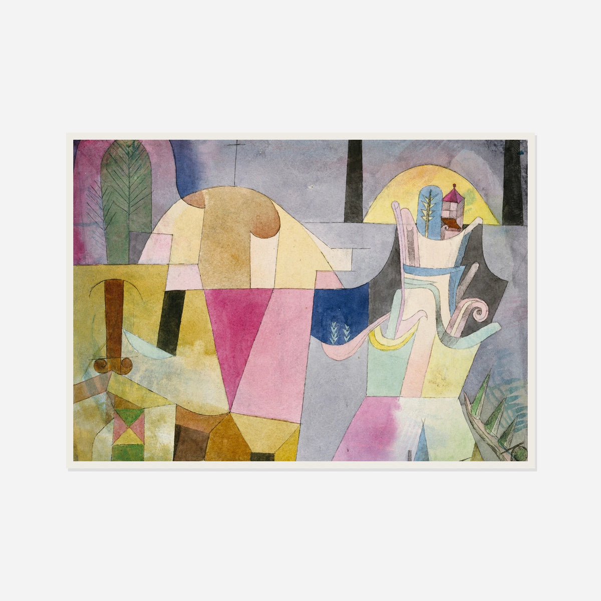 Black Columns in a Landscape — front view in a white frame