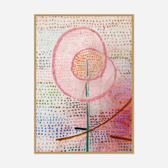 Blossoming — front view in a natural wood frame