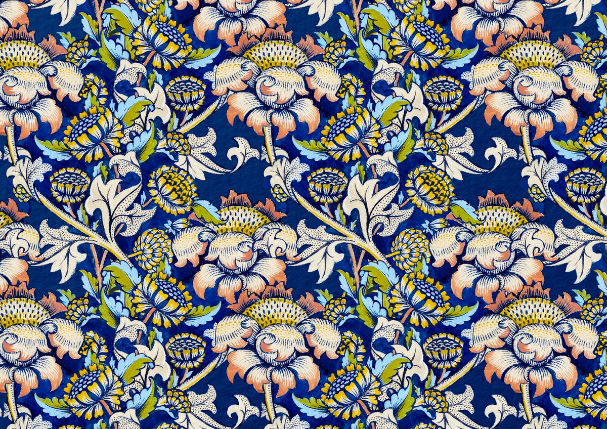 Blue and Pink Floral Pattern — borderless A-series artwork