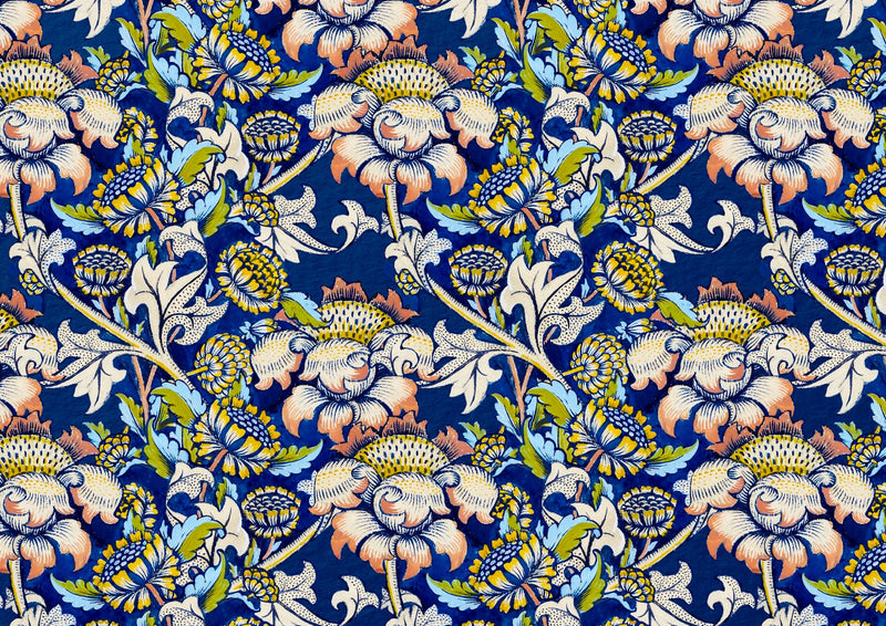 Blue and Pink Floral Pattern — borderless A-series artwork