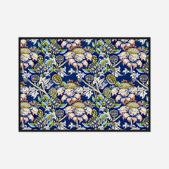 Blue and Pink Floral Pattern — front view in a black frame