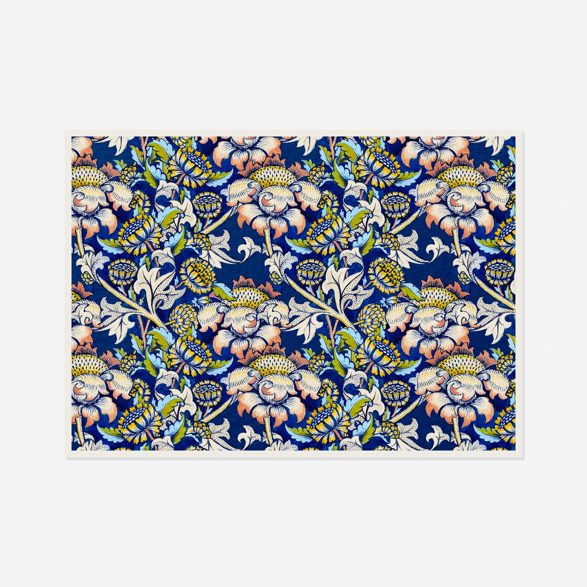 Blue and Pink Floral Pattern — front view in a white frame