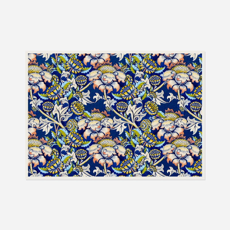 Blue and Pink Floral Pattern — front view in a white frame