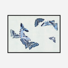 Blue Butterfly Dance — front view in a black frame