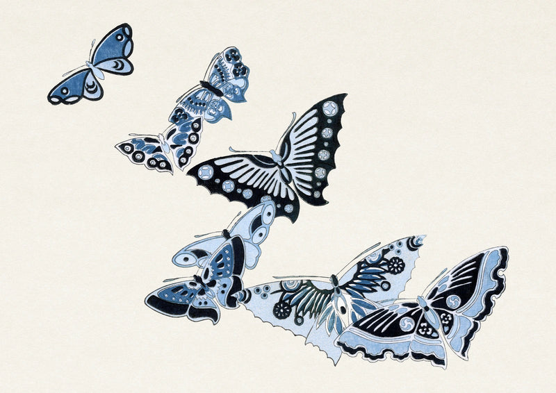 Blue Butterfly Gathering — borderless A-series artwork