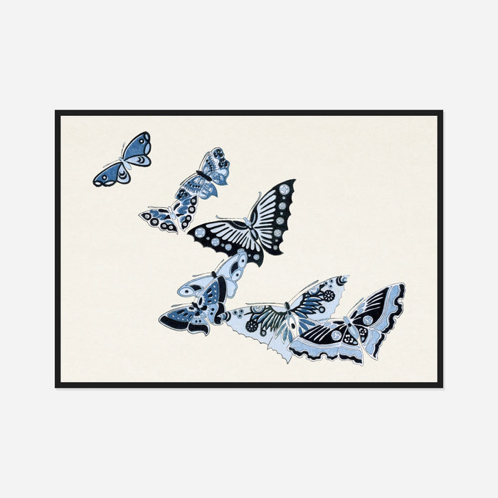 Blue Butterfly Gathering Art Print by Kamisaka Sekka