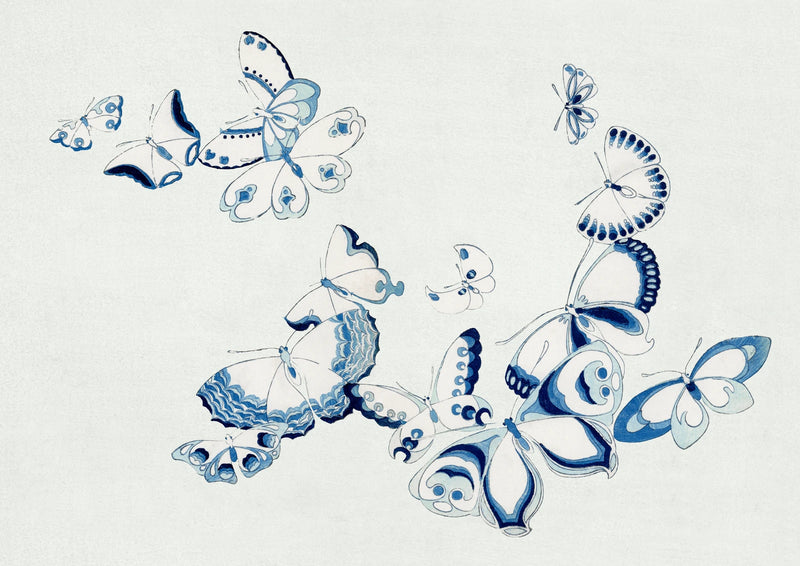 Blue Butterfly Outlines — borderless A-series artwork