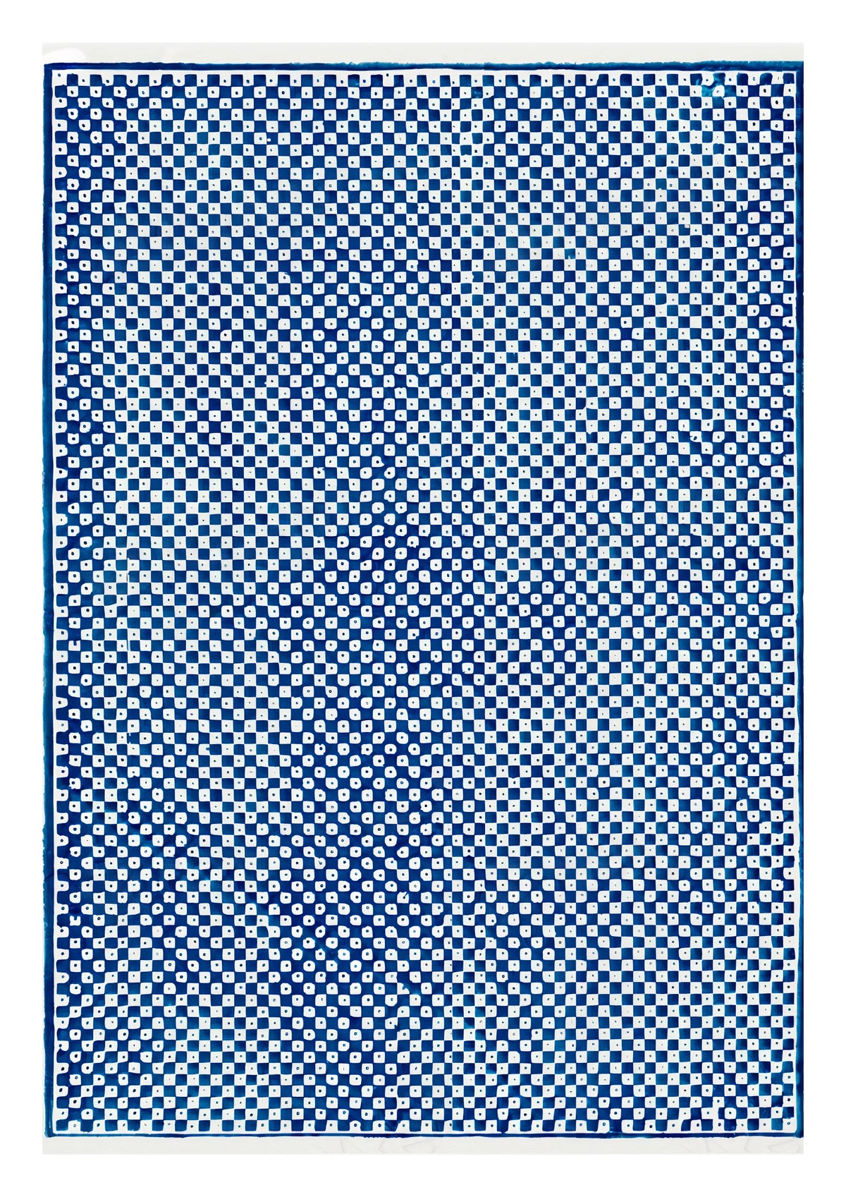 Blue Checkerboard Vintage Pattern Print by Pierre-Fiacre Perdoux — front view in a black frame