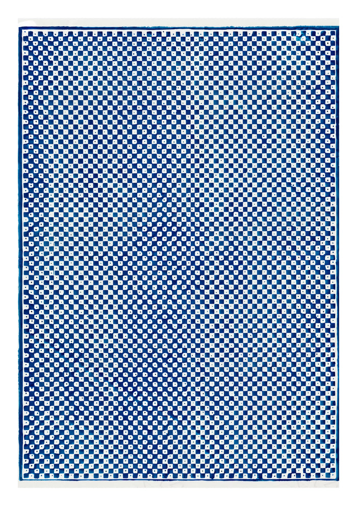 Blue Checkerboard Vintage Pattern Print by Pierre-Fiacre Perdoux