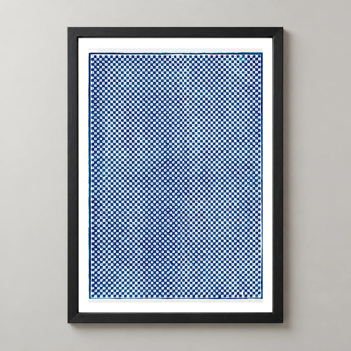 Blue Checkerboard Vintage Pattern Print by Pierre-Fiacre Perdoux