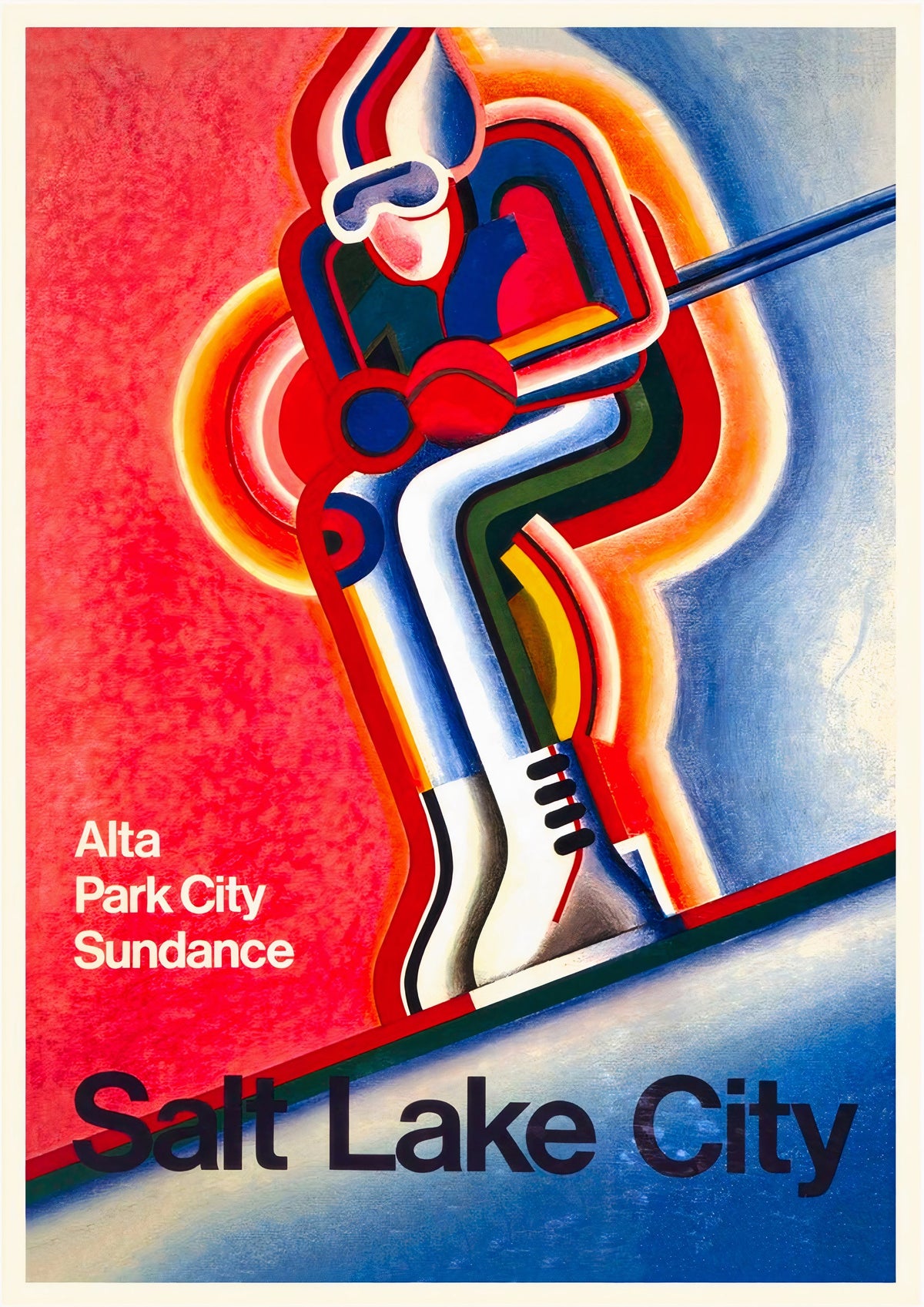 Salt Lake City Utah America United States Vintage Ski Poster — poster only, complete unframed artwork