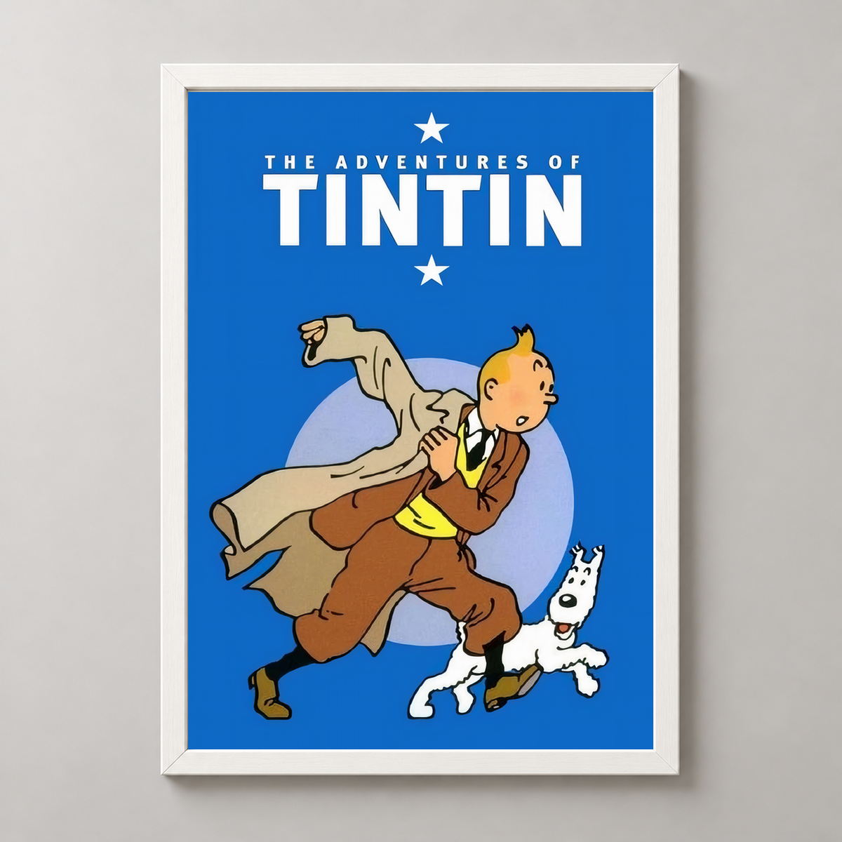 The Adventures of Tintin Art Print - Classic Comic Book Cover — realistic white frame studio view