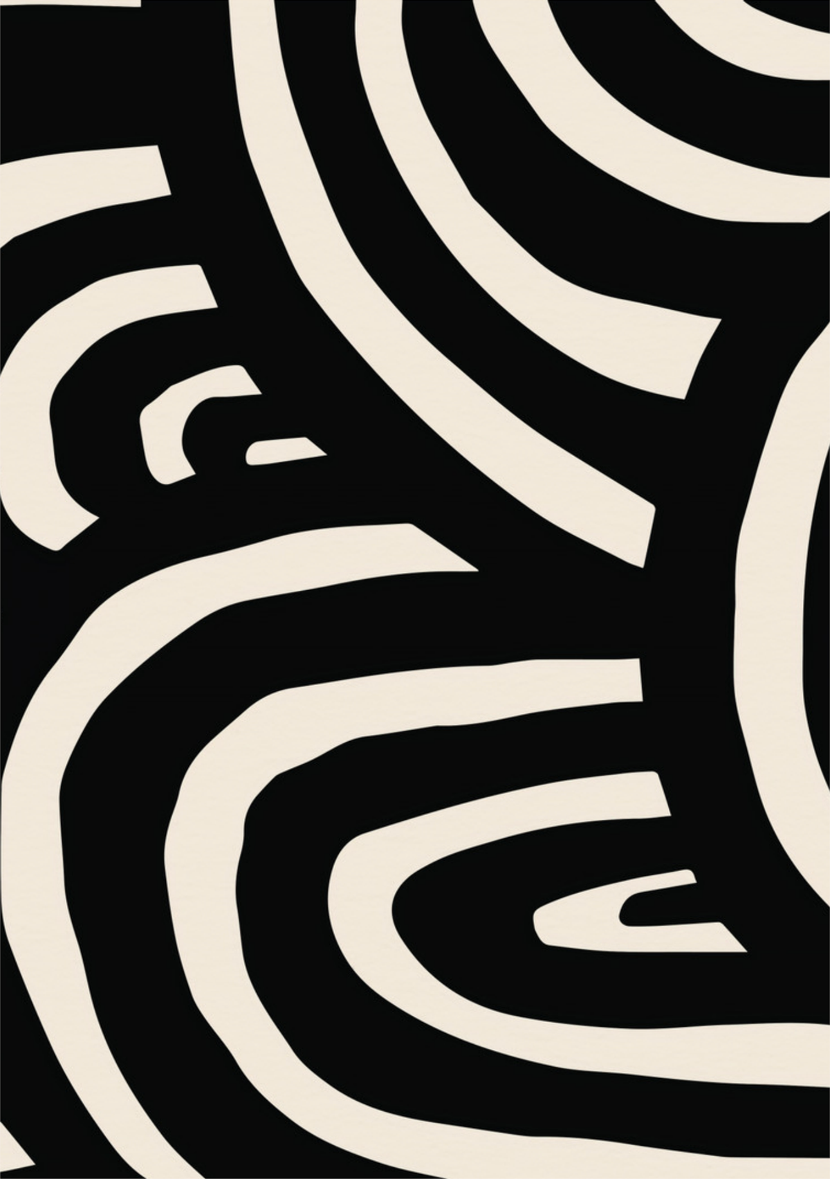 Modern Abstract Monochrome Line Art Print — poster only, complete unframed artwork