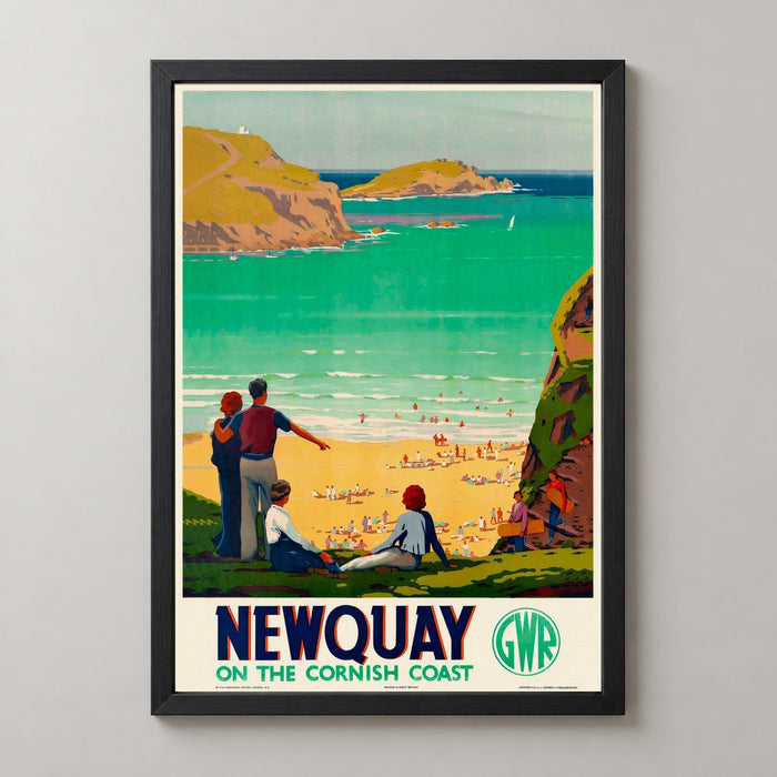 Newquay on the Cornish Coast Vintage Travel Poster