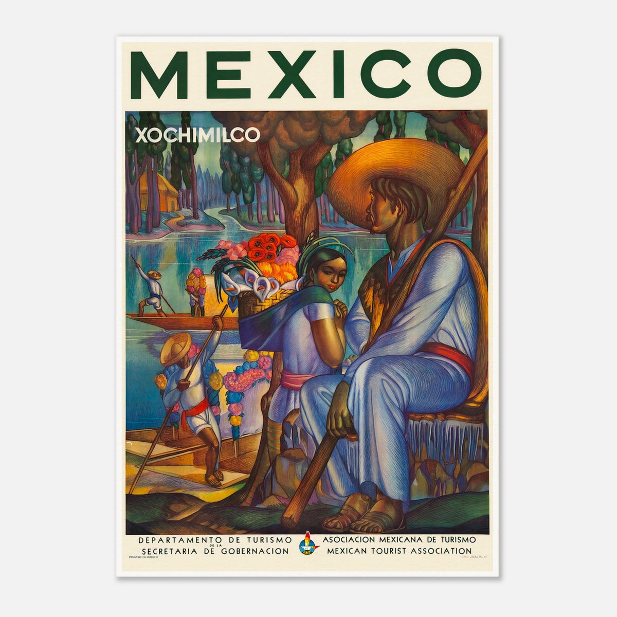 Mexiko Xochimilco Vintage Reiseposter | Seltener Kunstdruck