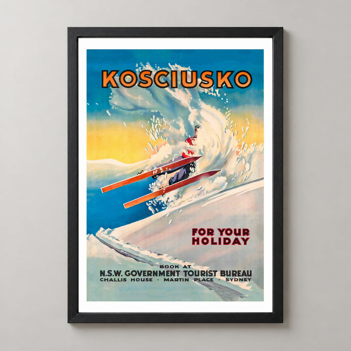 Mount Kosciuszko New South Wales Australia Vintage Ski Poster
