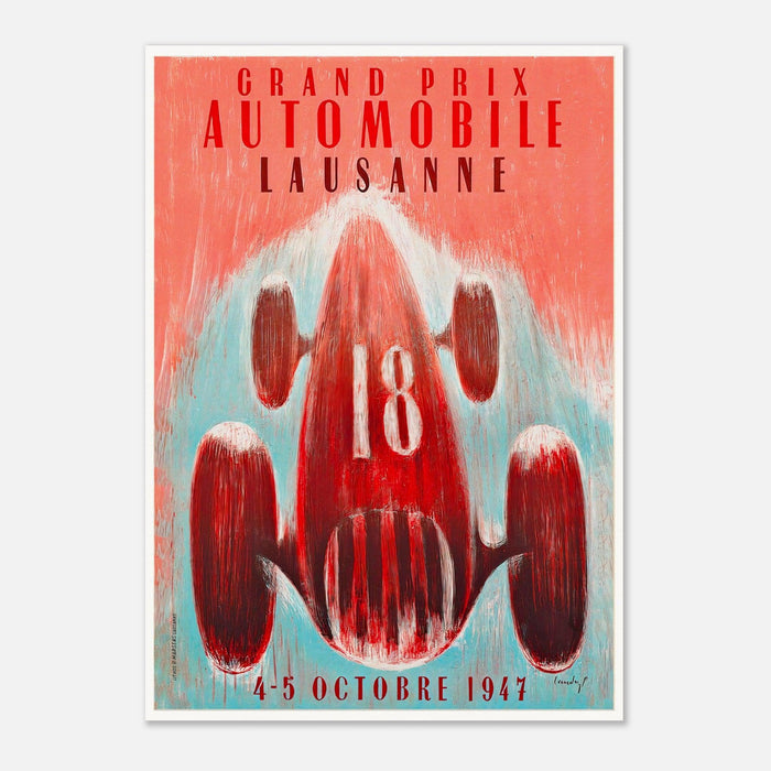 Grand Prix Automobile Lausanne 1947 Vintage Racing Poster