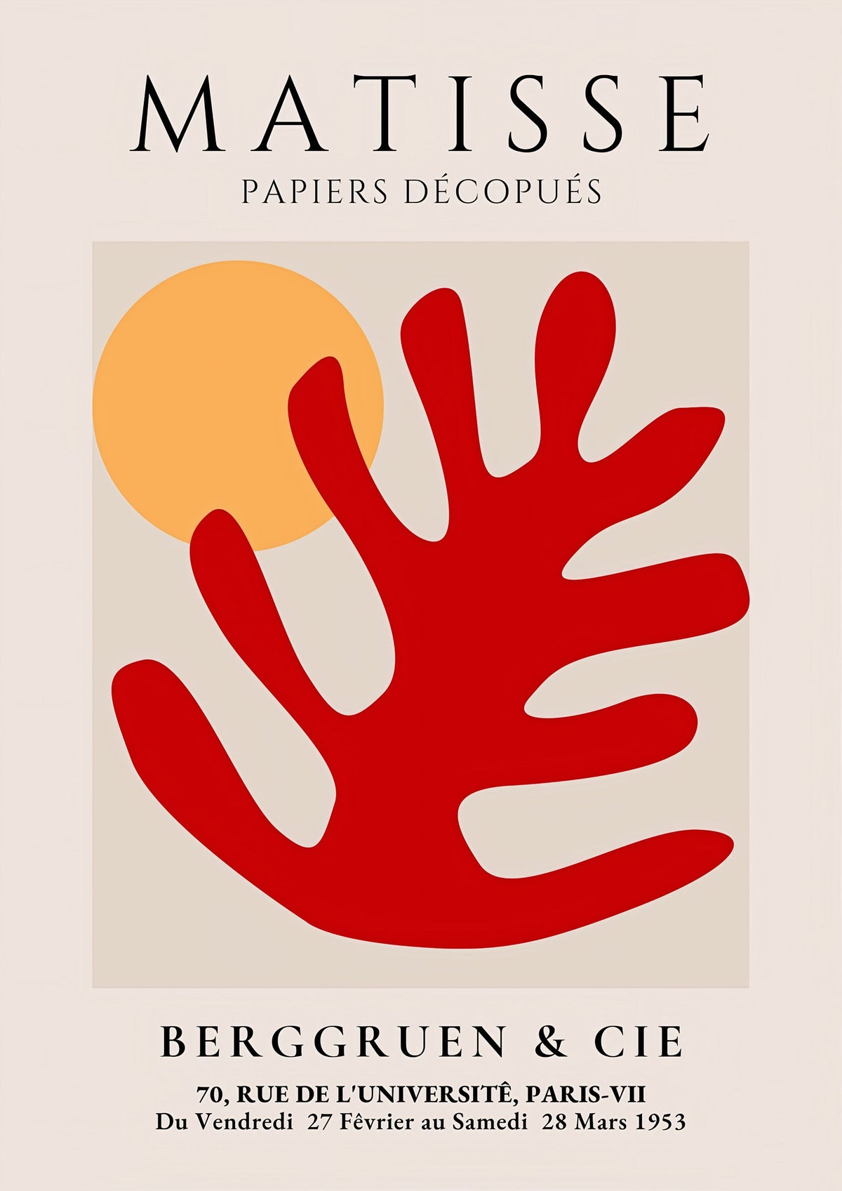 Henri Matisse Red Leaf Exhibition Print at Berggruen & Cie — poster only, complete unframed artwork