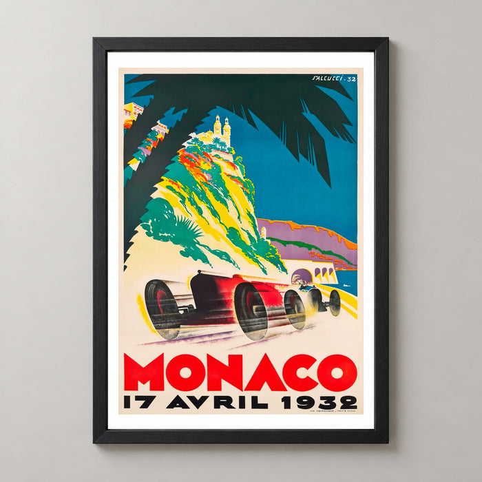 Monaco Grand Prix Racing F1 1932 Vintage Racing Poster