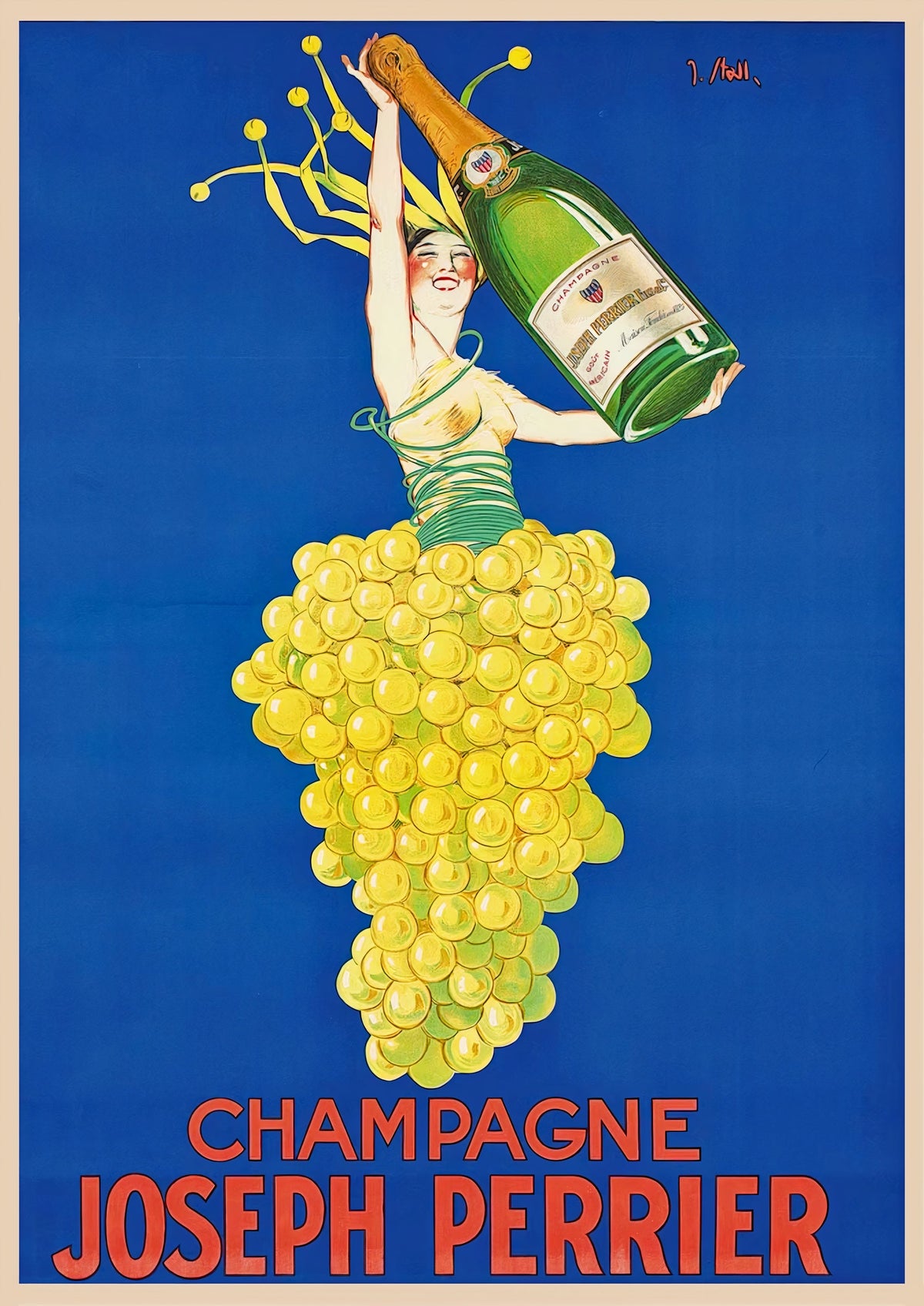 Joseph Perrier Vintage Champagne Advertising Poster — poster only, complete unframed artwork