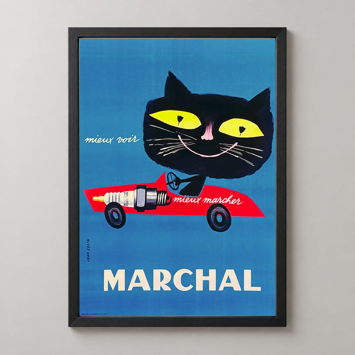 Marchal Cat Spark Plug Vintage Werbeplakat von Jean Colin