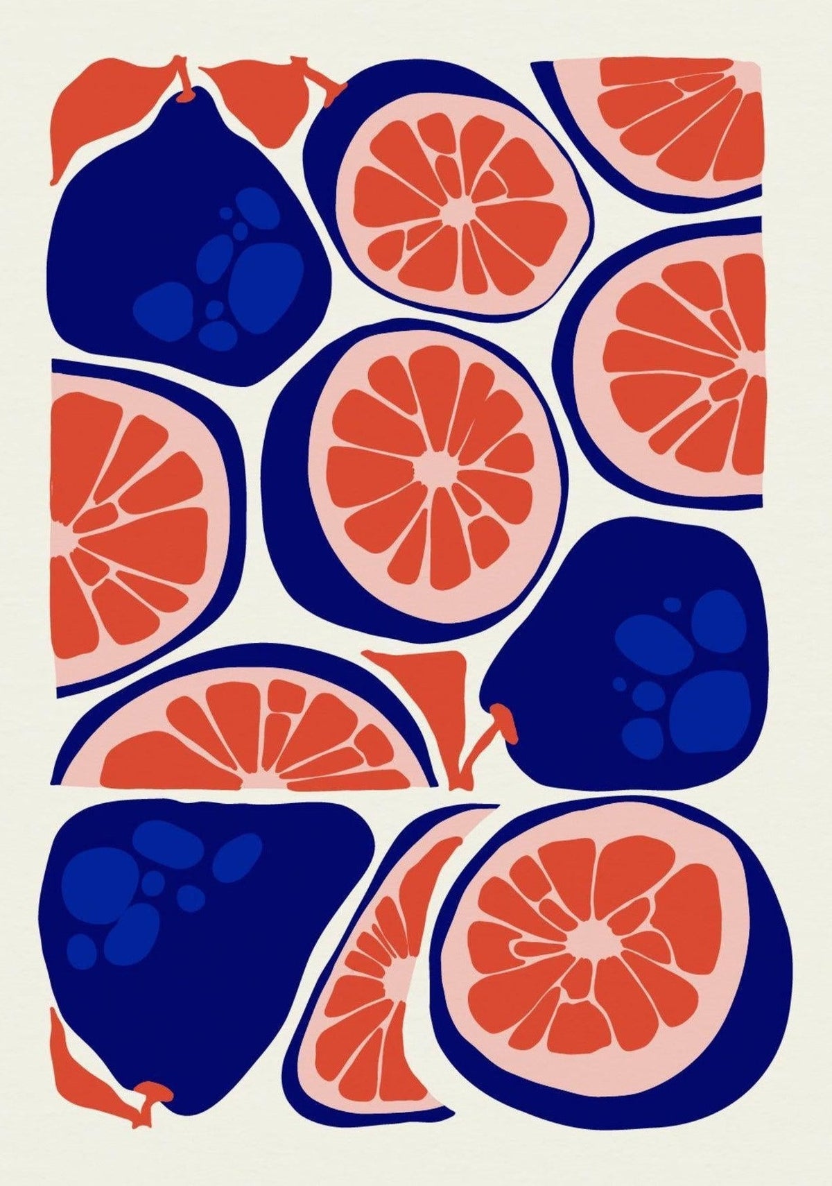 Pear Grapefruit | Abstract Fruit Collection | Kitchen Wall Art — poster only, complete unframed artwork