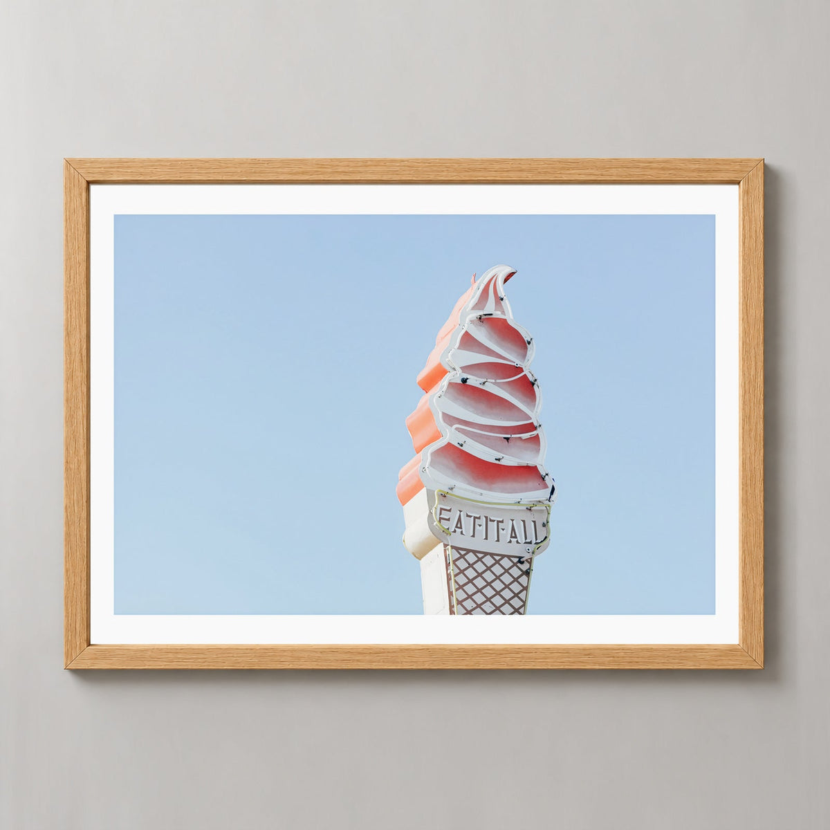 Eat it All Ice Cream | Fine Art Photography — realistic natural wood frame studio view