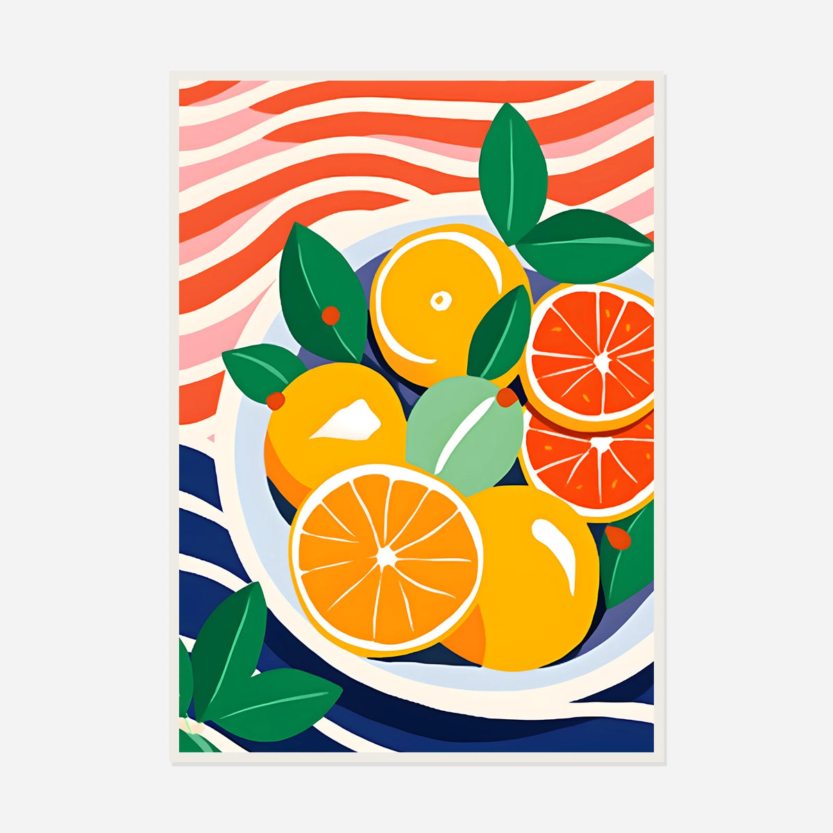 Citrus Bowl and Waves — front view in a white frame
