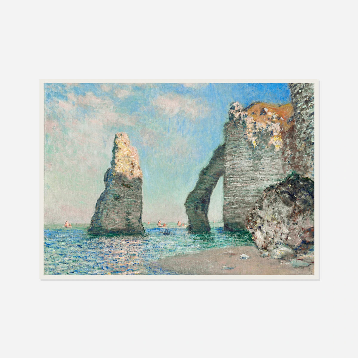 Cliffs at Étretat — front view in a white frame