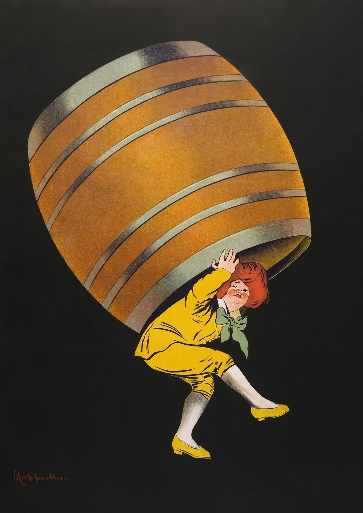 Cognac Pellisson Vintage Art Print by Leonetto Cappiello (1907) — front view in a black frame