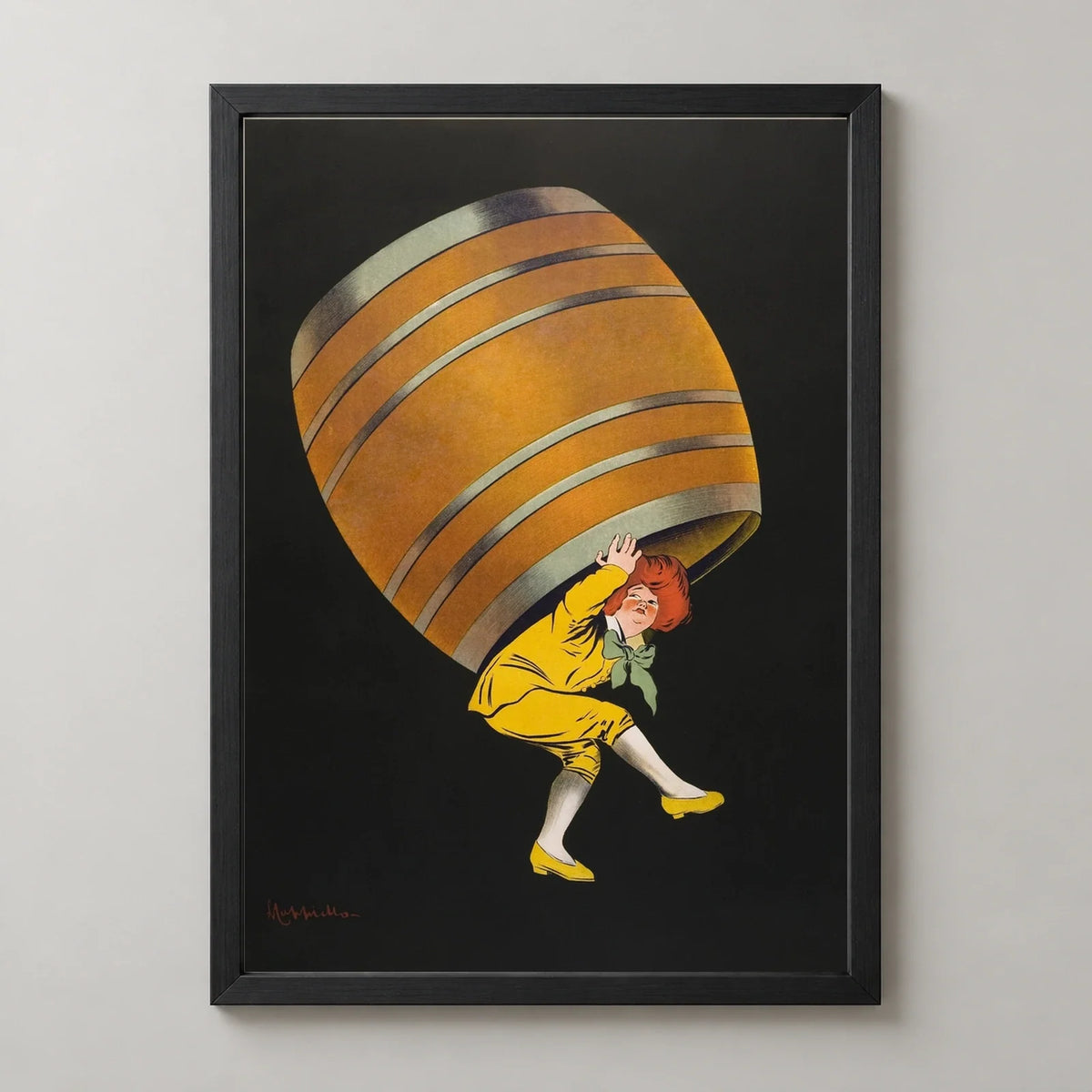 Cognac Pellisson Vintage Art Print by Leonetto Cappiello (1907) in a black frame, front view