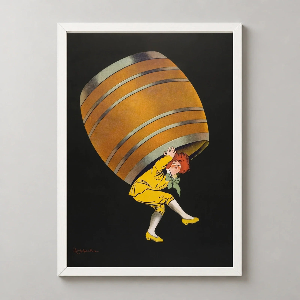 Cognac Pellisson Vintage Art Print by Leonetto Cappiello (1907) in a white frame, front view