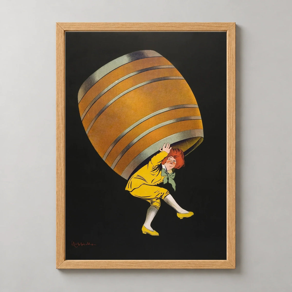 Cognac Pellisson Vintage Art Print by Leonetto Cappiello (1907) in a natural wood frame, front view