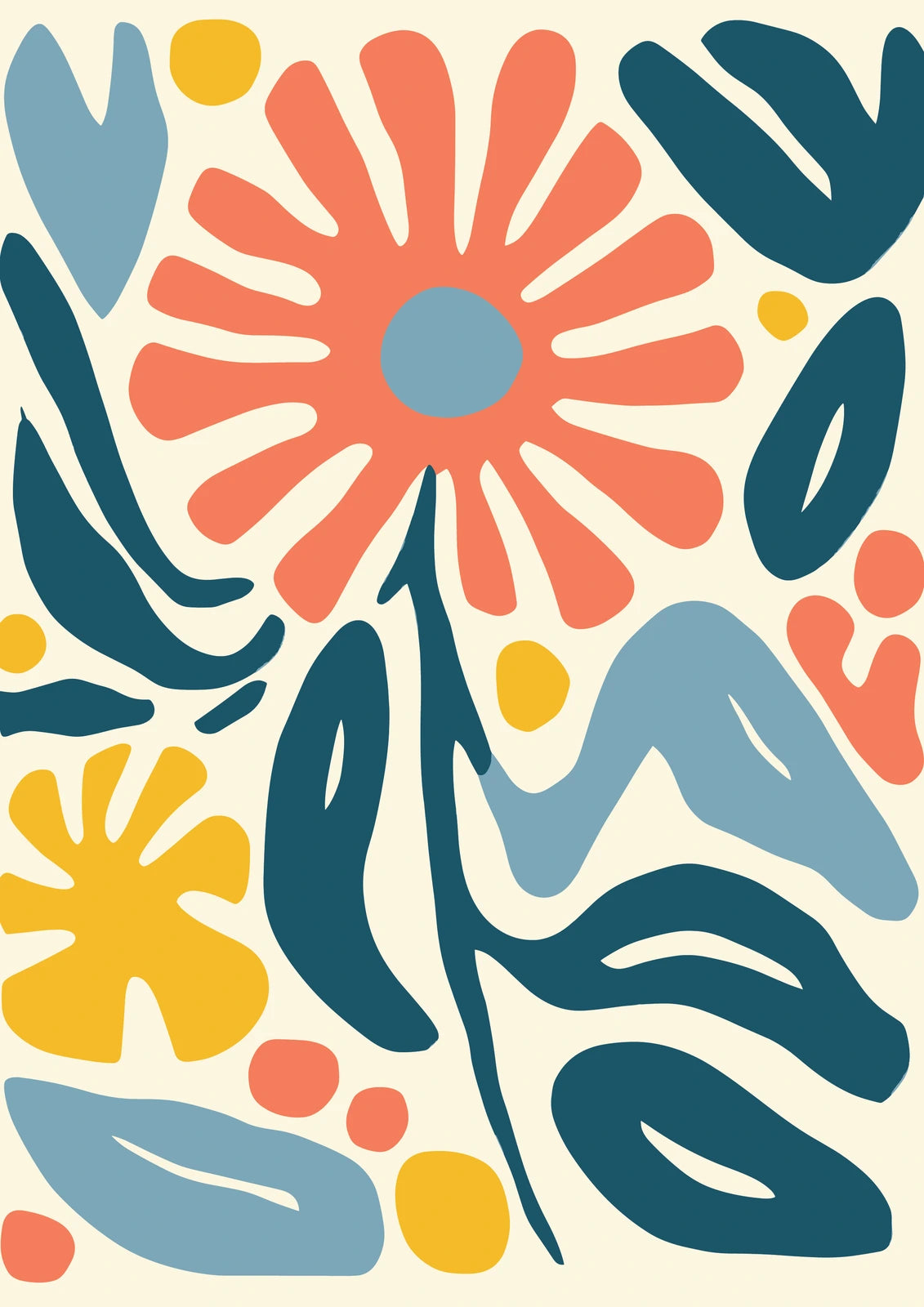 Coral Flower and Foliage — borderless A-series artwork