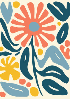 Coral Flower and Foliage — borderless A-series artwork