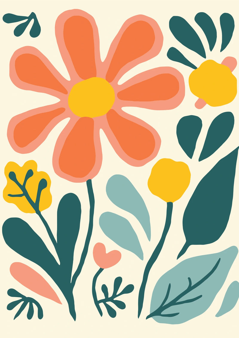 Coral Flower Study — borderless A-series artwork