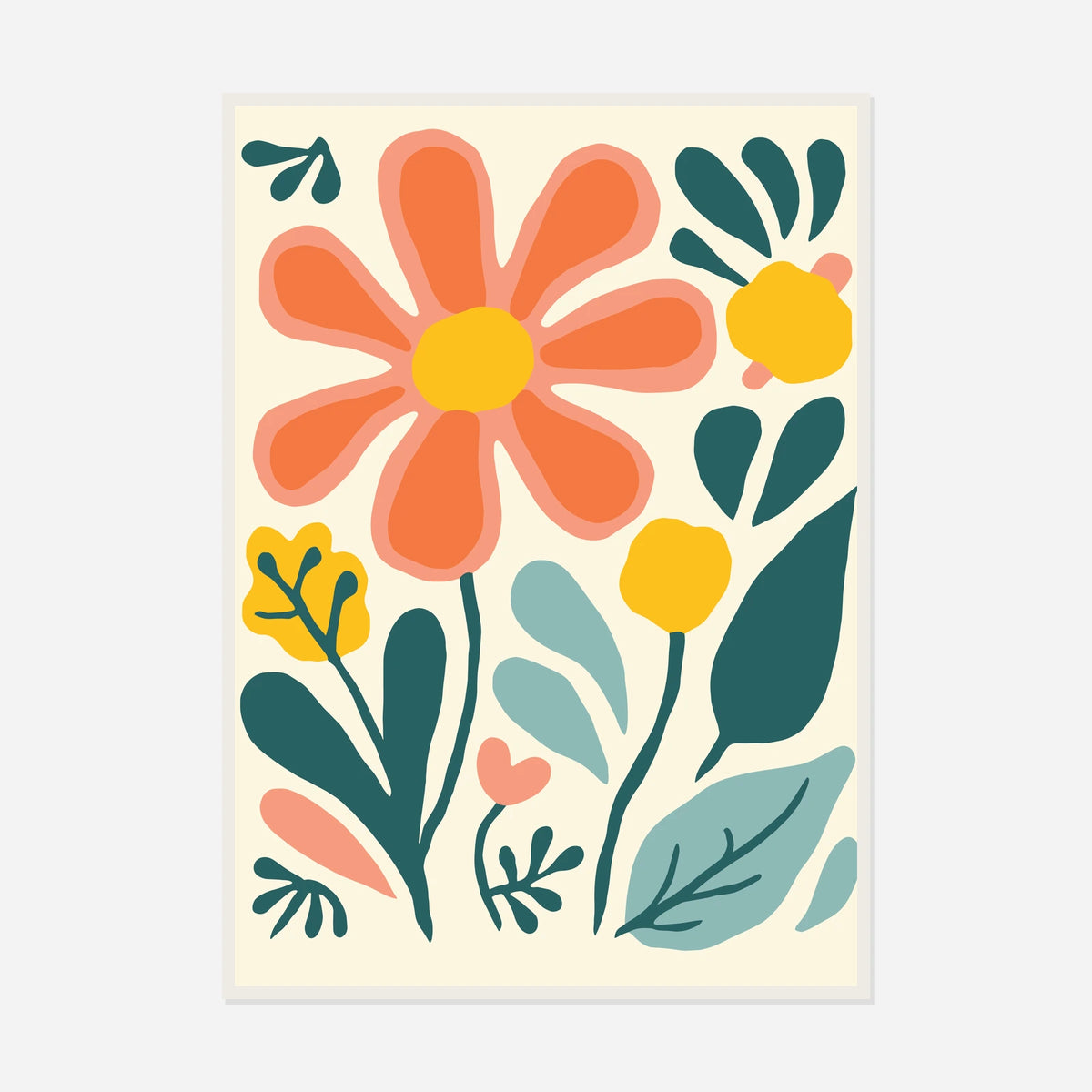 Coral Flower Study — front view in a white frame